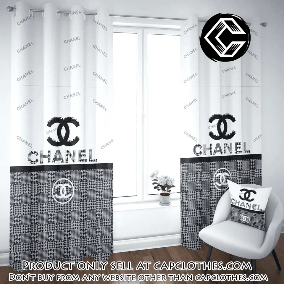 Chanel grey plaid premium window curtains hot  luxury curtain wc104 cc5835717
